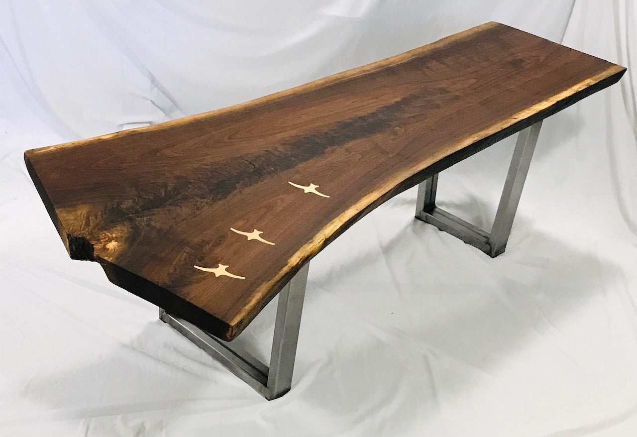 Live Edge Coffee table - walnut with Maple Seabird Inlay – Cottage  Industries Handcrafted Furniture