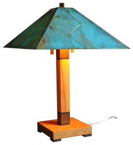 Great lakes Table lamp with Copper patina Shade