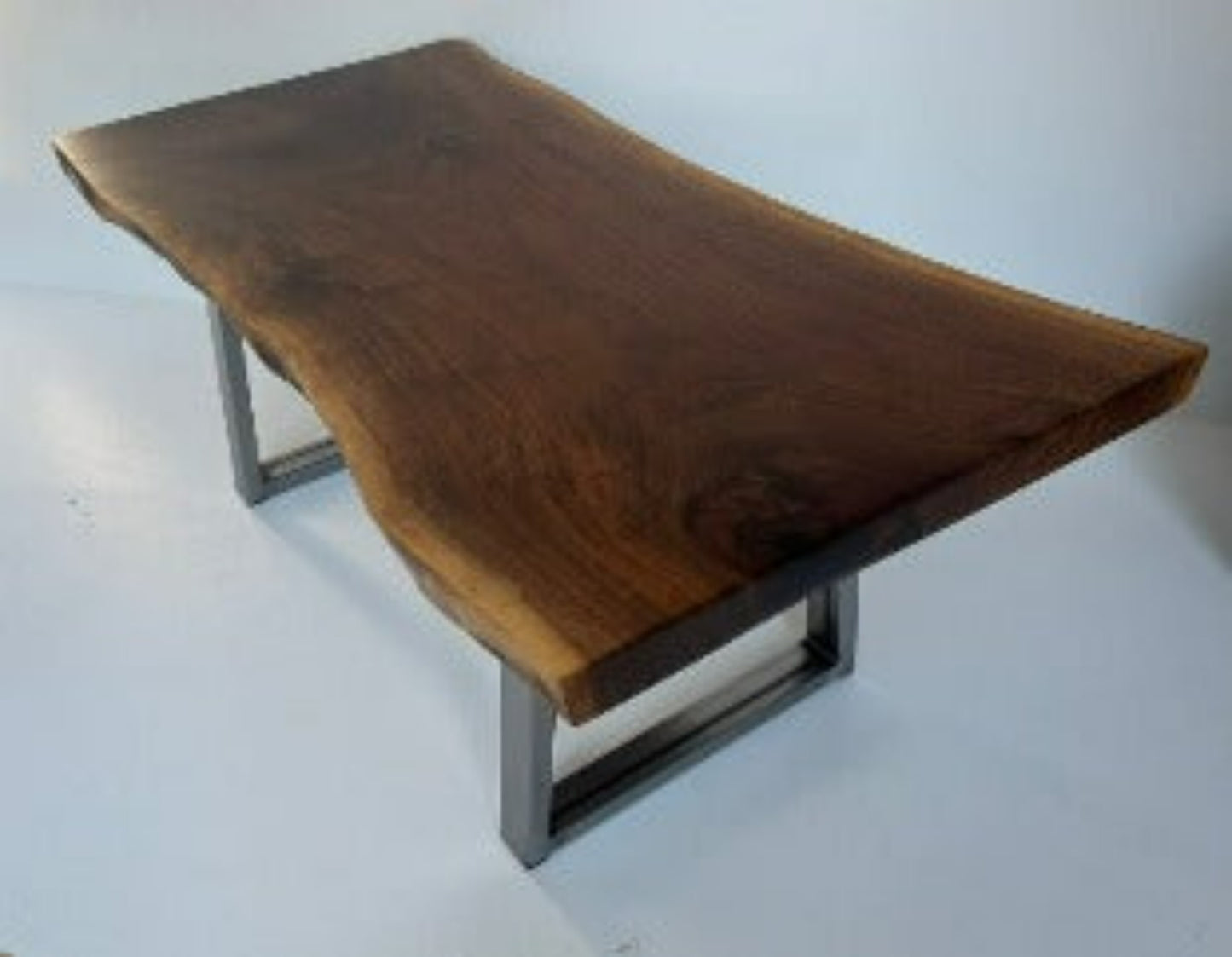 live edge coffee table-walnut-large slab-end angle view