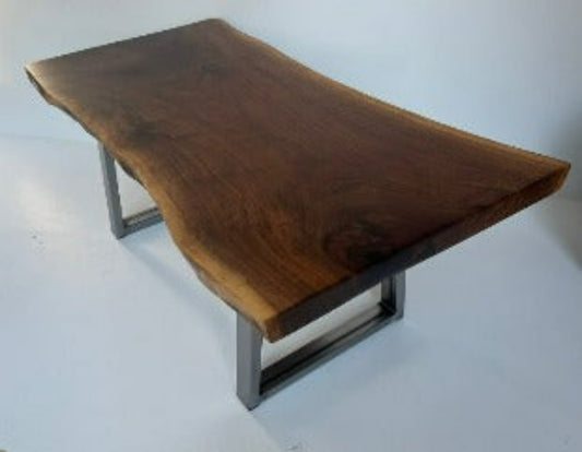 live edge coffee table-walnut-large slab-end angle view