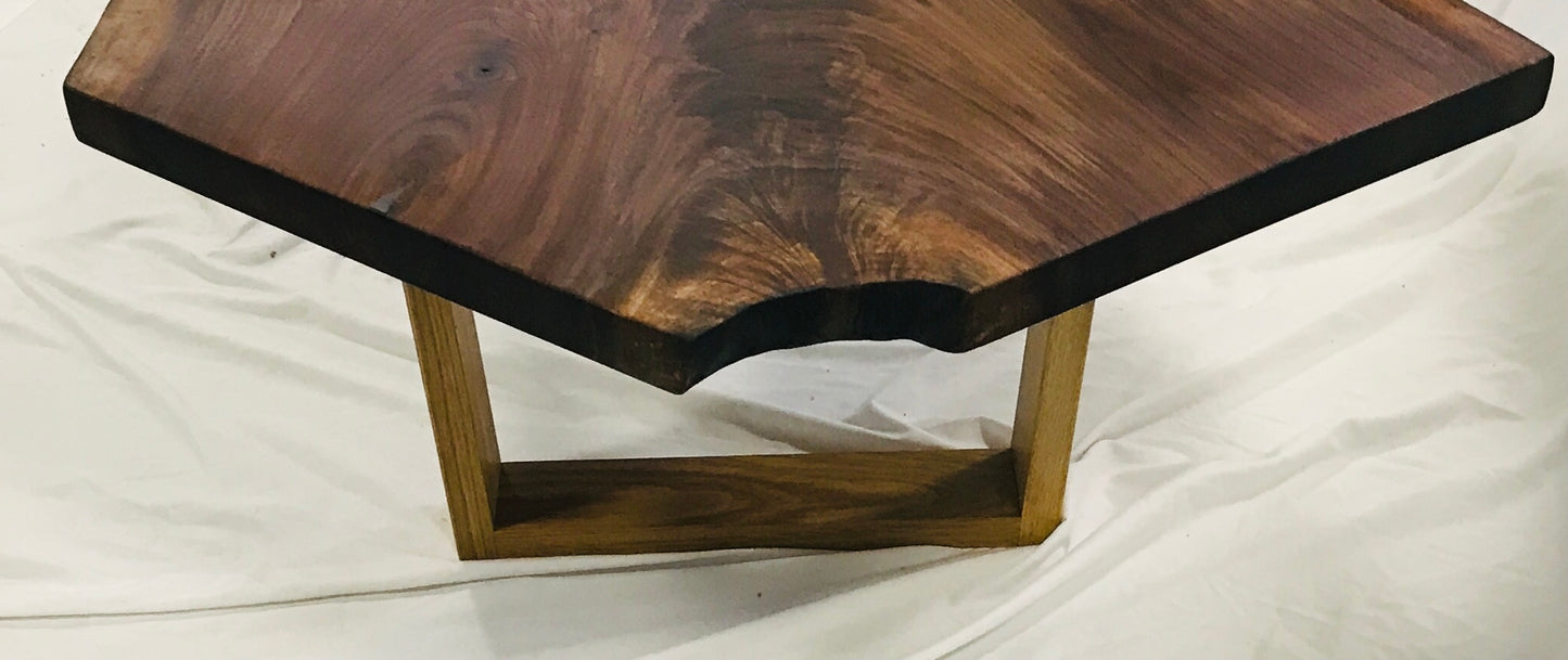 live edge walnut coffee table partial end view - crotch end