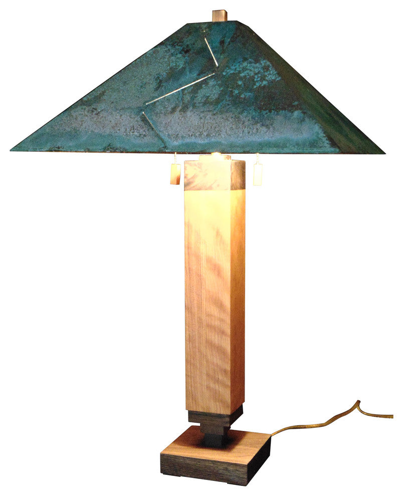 Mid Century Table Lamp with Copper Patina Shade