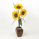 Wood Flower Bouquet  in Tall  Walnut Vase