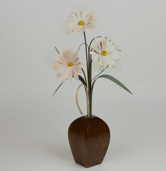 Wood Flower Bouquet  in Tall  Walnut Vase
