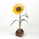 Wood Flower in Walnut Bud Vase