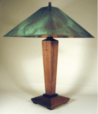 Euro Mission Table lamp with Copper patina Shade
