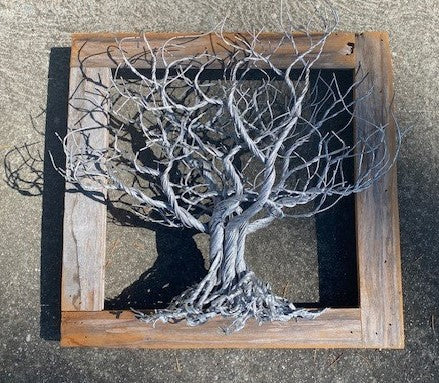 Wire Tree in Reclaimed Wood Frame
